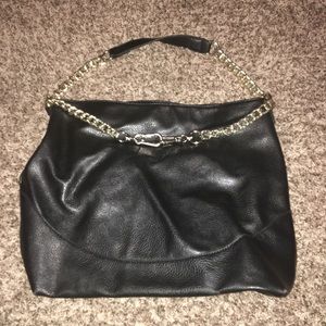 JustFab Black Leather Gold Chain Tote